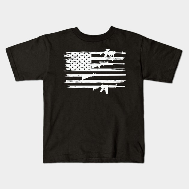 Us Veteran Guns Weapons Kids T-Shirt by busines_night